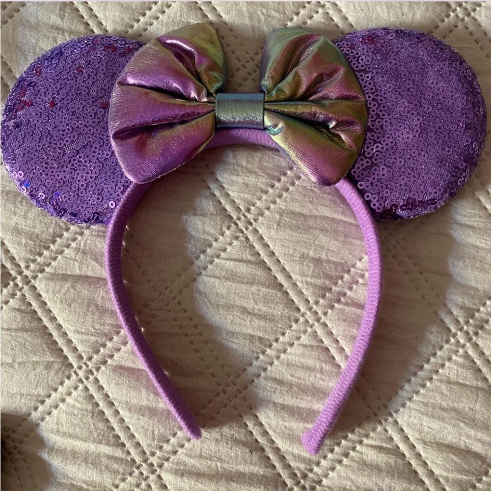 Purple Sequin Mouse Ears Headband
